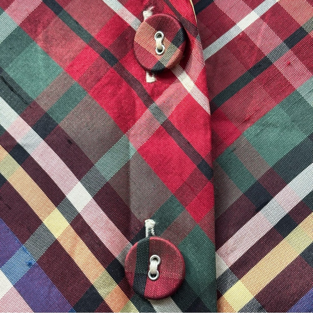❤️2/$15 or 3/$21❤️Coldwater Creek Plaid Silk Button-Up Blouse, Size PXL - Picture 12 of 14